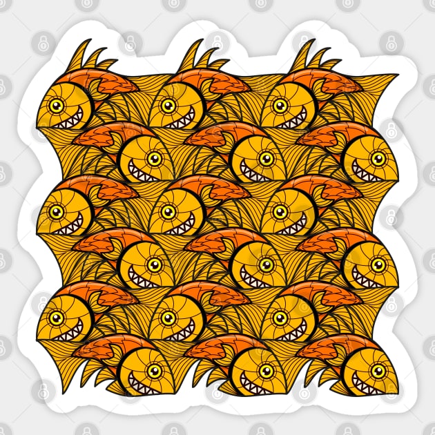 Escher fish pattern VI Sticker by Maxsomma